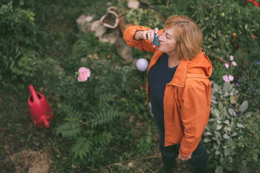 Woman outside in garden