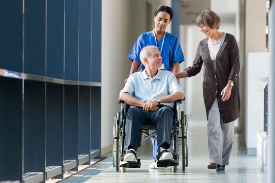 Couple leaving hospital